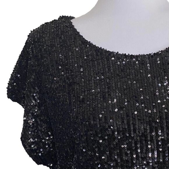 Rachel zoe top sequin black blouse size medium - Picture 4 of 10